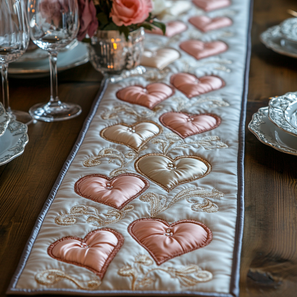 Hearts Quilted Table Runner NCU0VT99