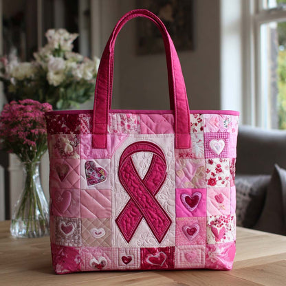 Pink Ribbon Quilted Tote Bag NCU0VT239