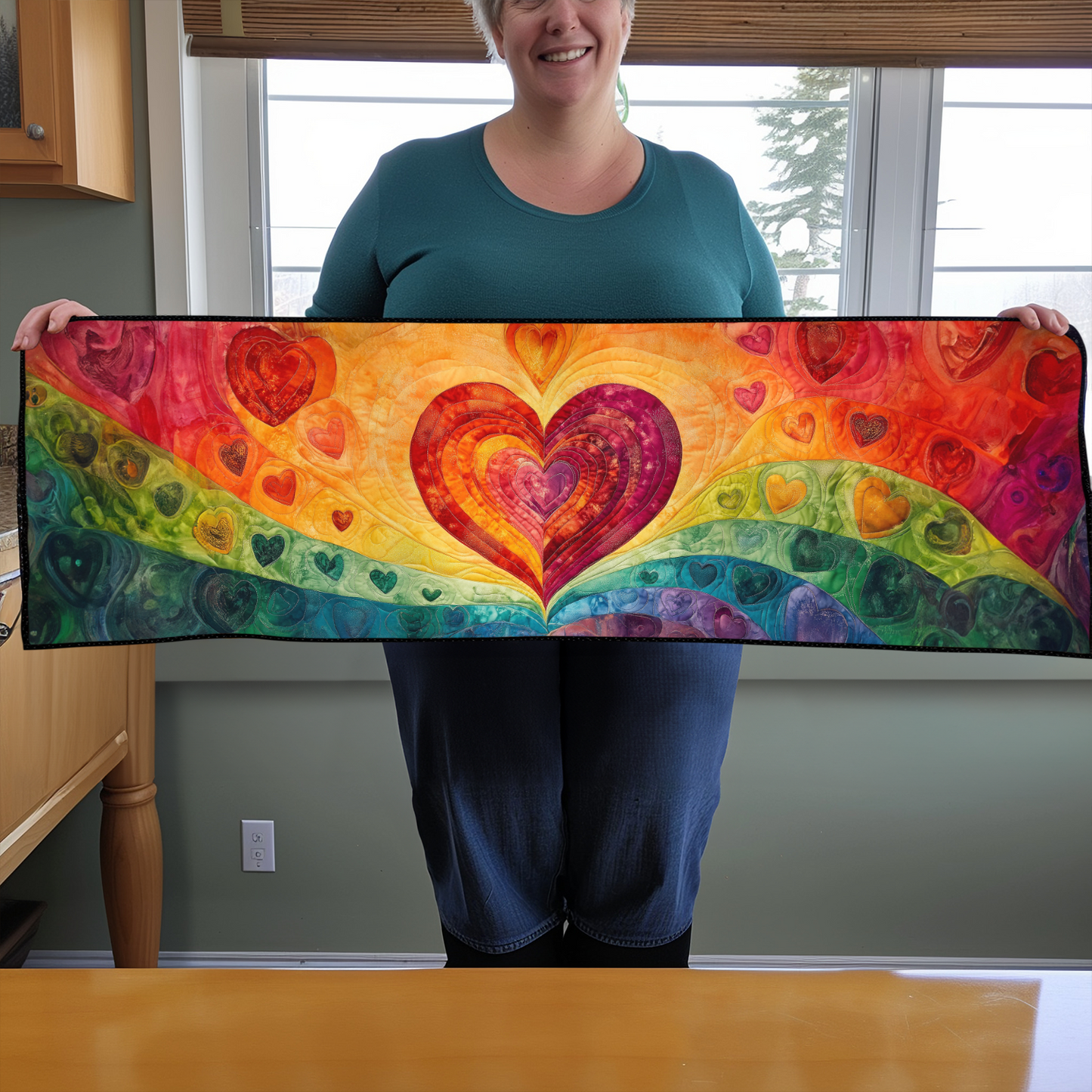 Heartfelt Charm Quilted Table Runner NCU0DK5294