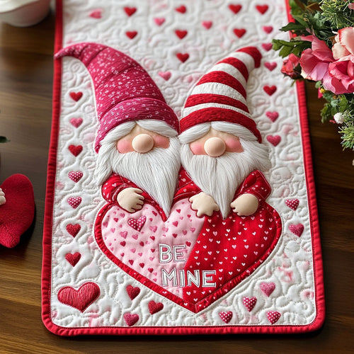 Heartfelt Gnome Love Quilted Table Runner NCU0PT2951