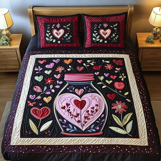 Heartfelt Jar 3-Piece Quilted Bedding Set NCU0TL2356