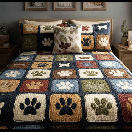 Heartfelt Paw 3-Piece Quilted Bedding Set NCU0NT11859