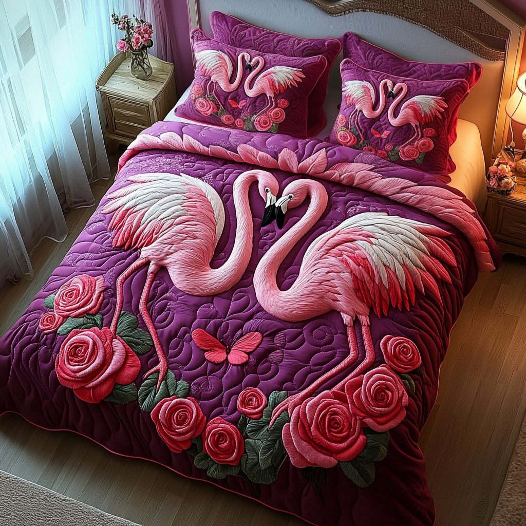 Heartfelt Plumage 3-Piece Quilted Bedding Set NCU0DV2384
