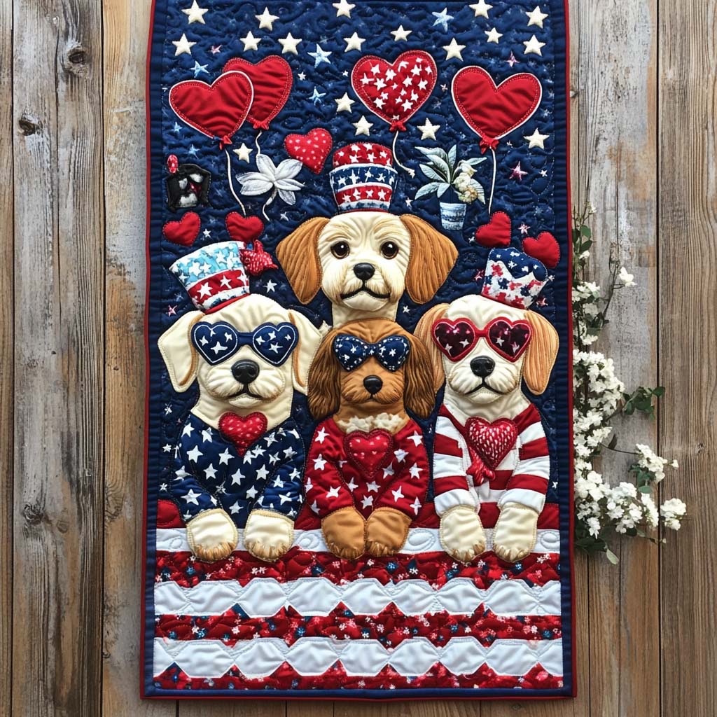 Heartfelt Pup Crew Quilted Table Runner NCU0NT8172