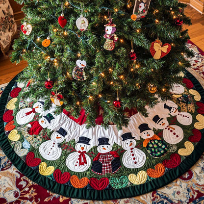 Heartfelt Snowmen Christmas Quilted Tree Skirt NCU0NT1976