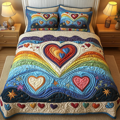 Heartfelt Whispers 3-Piece Quilted Bedding Set NCU0DK4288