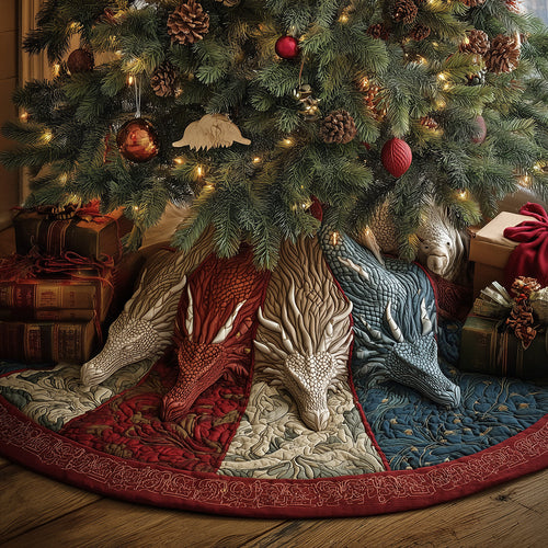 Hearthscale Dragon Christmas Quilted Tree Skirt NCU0TH3658