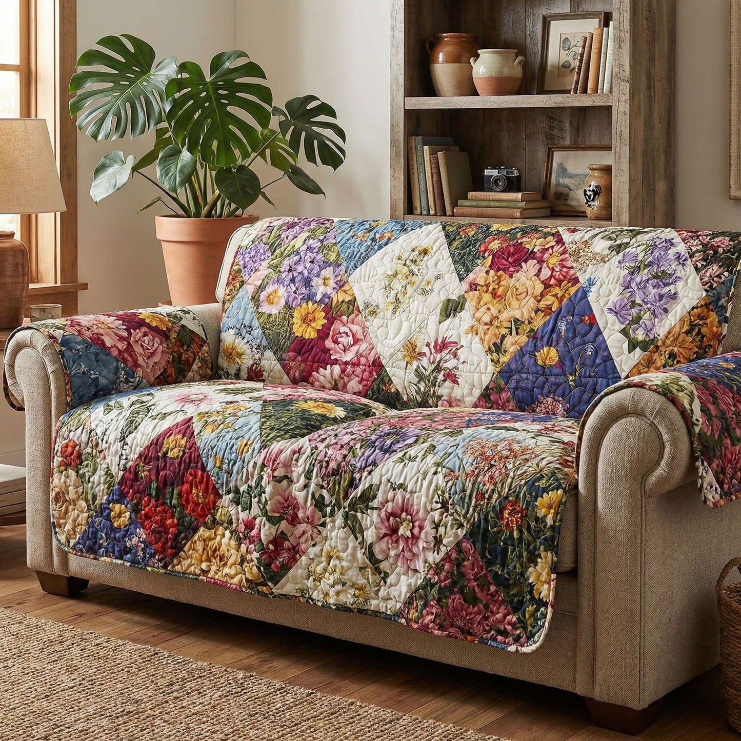 Hearthside Garden Calm Quilted Sofa Cover NCU0PT11431