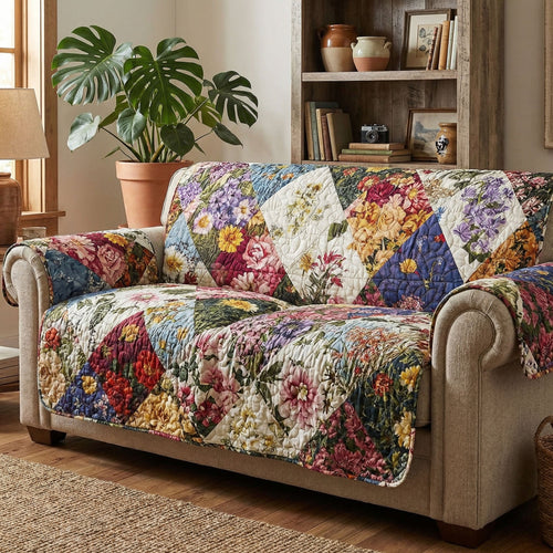 Hearthside Garden Calm Quilted Sofa Cover NCU0PT11431