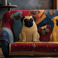 Hearthside Pugs Quilted Sofa Cover NCU0PT9898