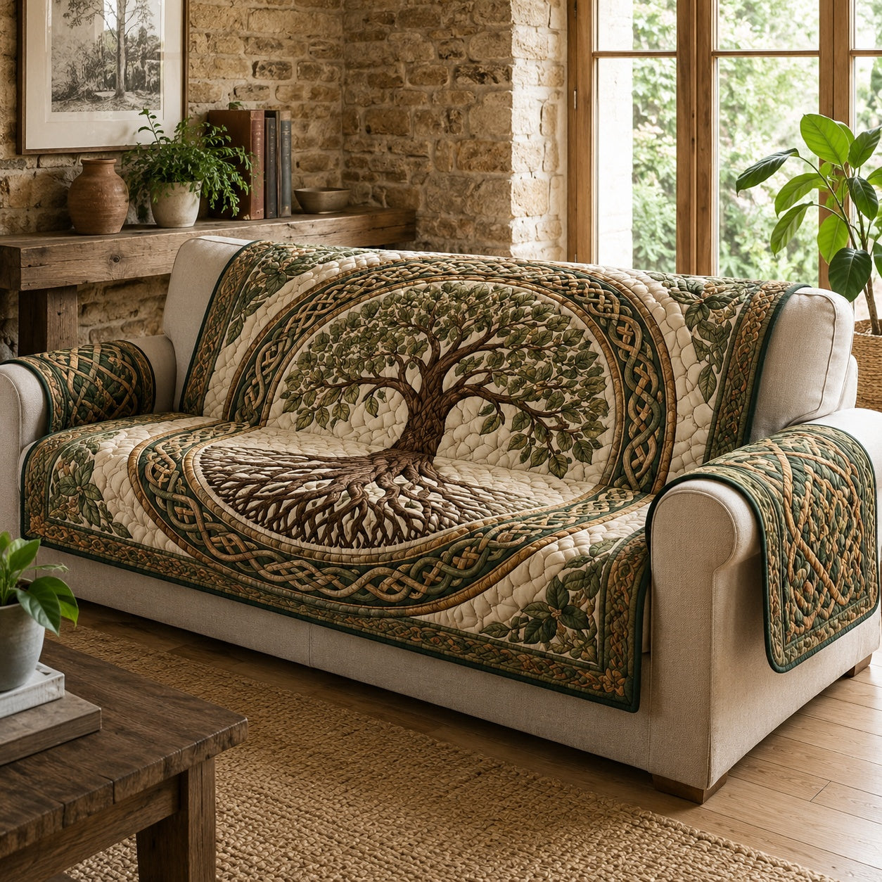Hearthstone Sacred Roots Quilted Sofa Cover NCU0VL3837