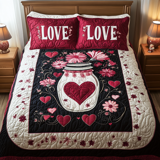 Hearts Aflutter 3-Piece Quilted Bedding Set NCU0TL2358