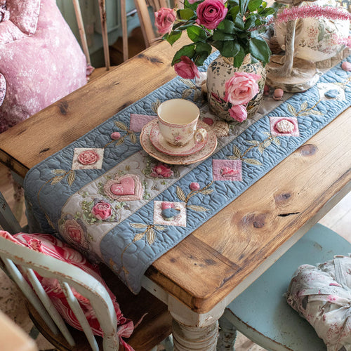 Hearts Beneath the Blossoms Quilted Table Runner NCU0PT11244