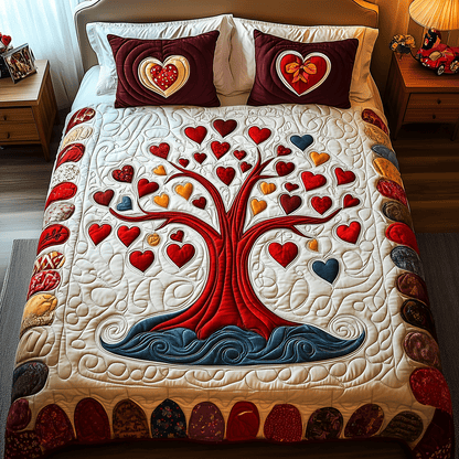 Hearts Blossom 3-Piece Quilted Bedding Set NCU0TH2492