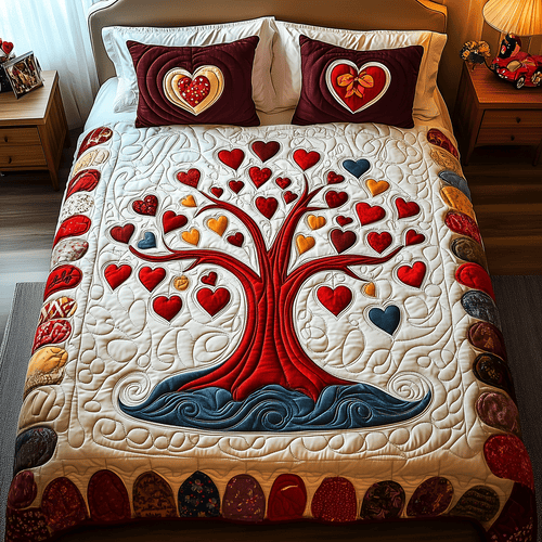 Hearts Blossom 3-Piece Quilted Bedding Set NCU0TH2492