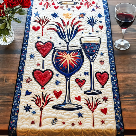 Hearts and Cheers Quilted Table Runner NCU0PT3800