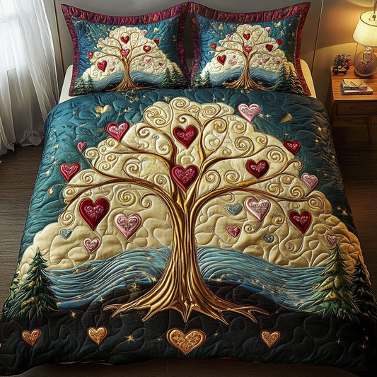 Hearts in Bloom 3-Piece Quilted Bedding Set NCU0DK3177