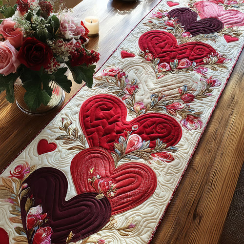 Hearts in Bloom Quilted Table Runner NCU0PT11245