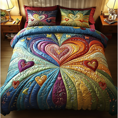 Heartstrings Bliss 3-Piece Quilted Bedding Set NCU0DK4260