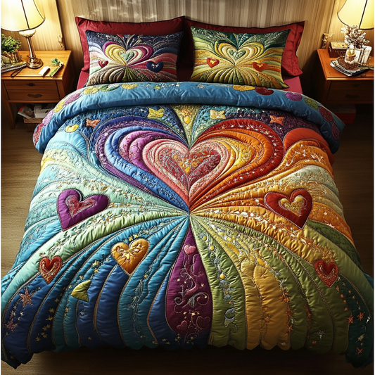 Heartstrings Bliss 3-Piece Quilted Bedding Set NCU0DK4260