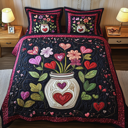 Heartstrings Harmony 3-Piece Quilted Bedding Set NCU0TL2357
