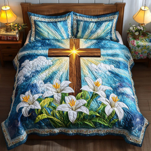 Heavenly Cross Serenity 3-Piece Quilted Bedding Set NCU0NT6515