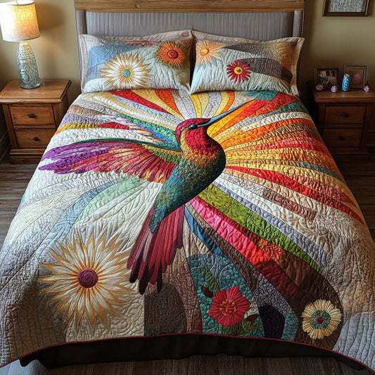 Heavenly Hummingbird 3-Piece Quilted Bedding Set NCU0PT3609