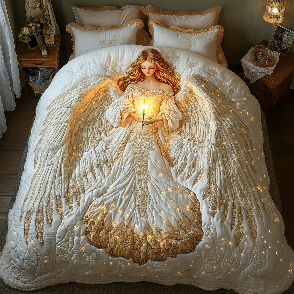 Heavenly Light 3-Piece Quilted Bedding Set NCU0VL2945