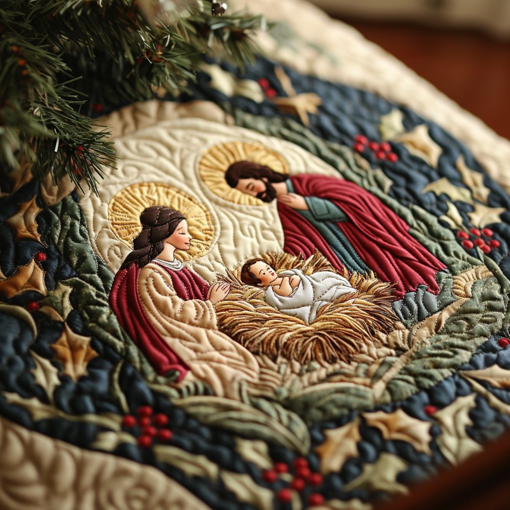 Heavenly Peace Quilted Christmas Tree Skirt NCU0VH499