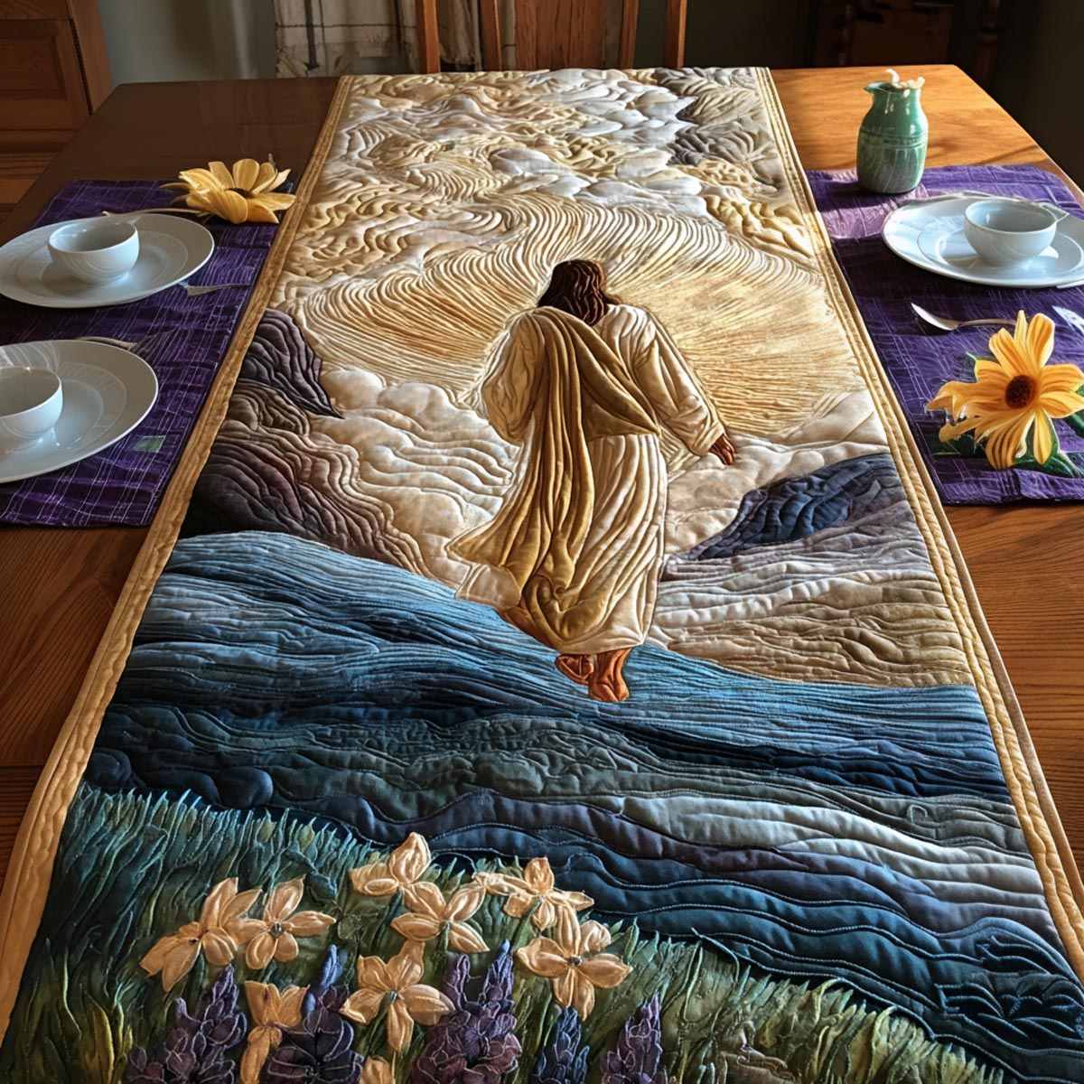 Heavenly Peace Quilted Table Runner NCU0DV9151