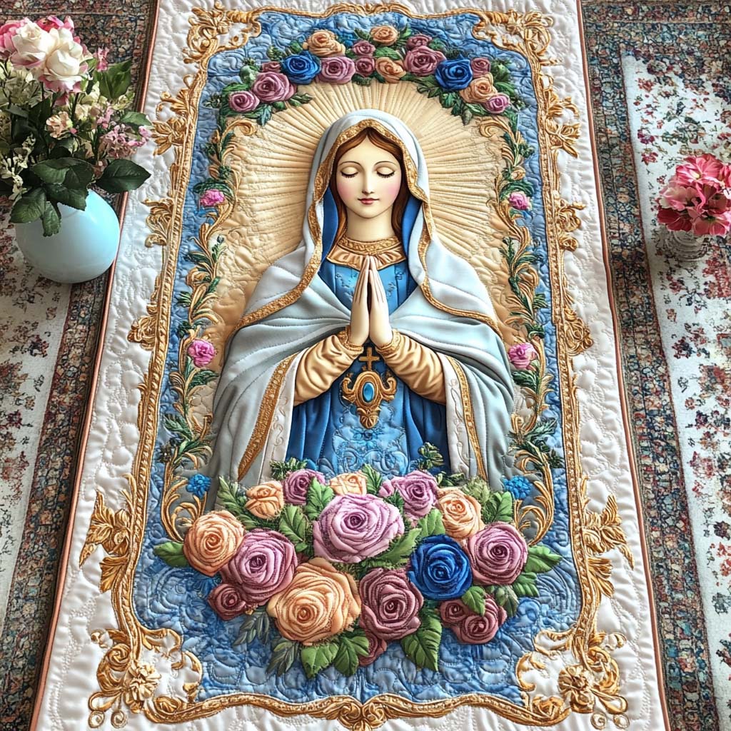 Heavenly Rosary Quilted Table Runner NCU0NT7919
