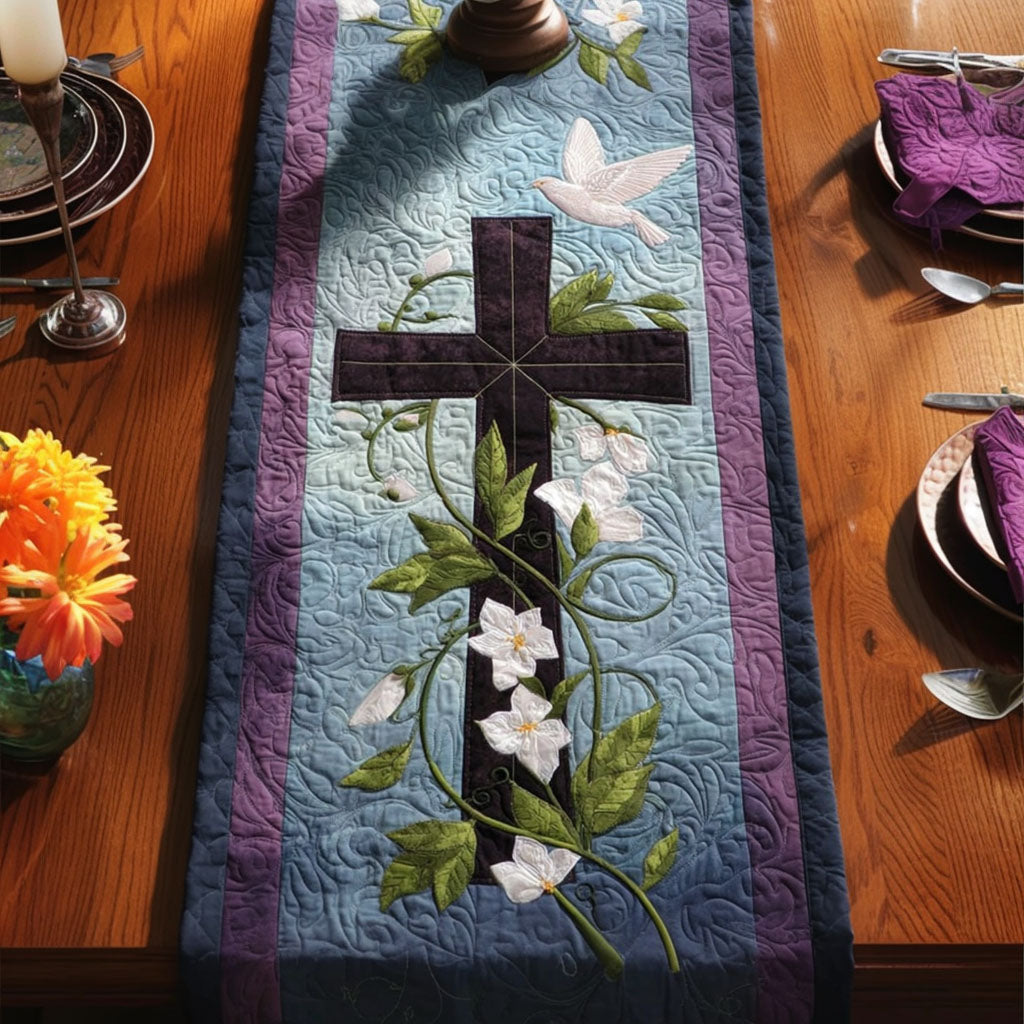 Heavenly Vine Cross Quilted Table Runner NCU0NT12317