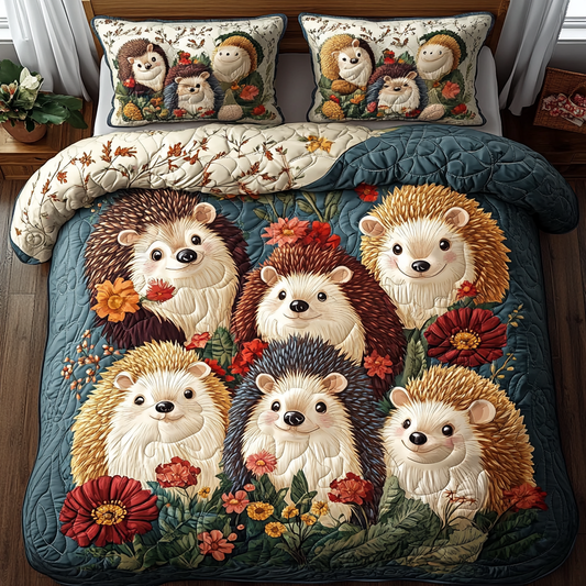 Hedgehog Hideaway 3-Piece Quilted Bedding Set NCU0DV4002