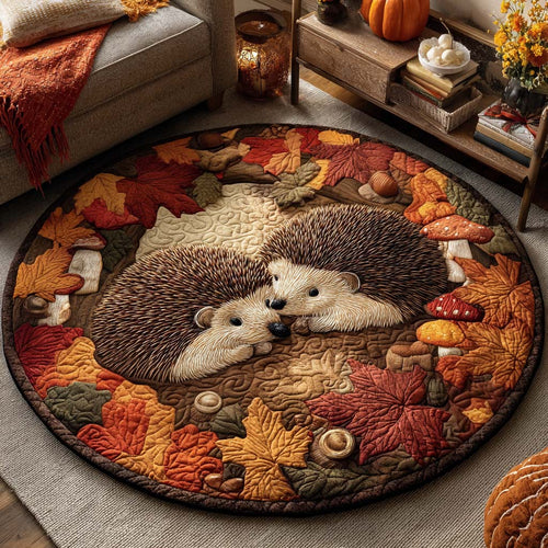 Hedgehog Hideaway Quilted Round Mat NCU0TD079