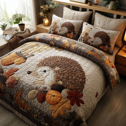 Hedgehog in the Golden Grove 3-Piece Quilted Bedding Set NCU0PT7930