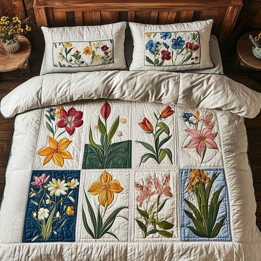 Heirloom Bouquet 3-Piece Quilted Bedding Set NCU0PT5037