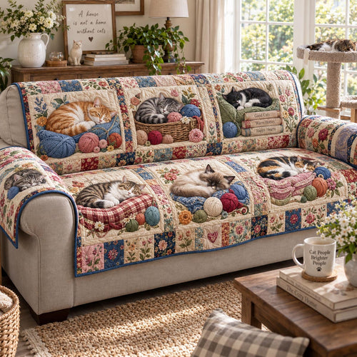Heirloom Cat Garden Quilted Sofa Cover NCU0DV10088