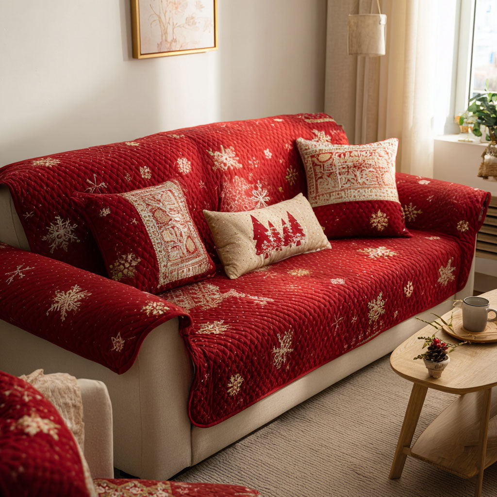 Heirloom Christmas Quilted Sofa Cover NCU0PT9985