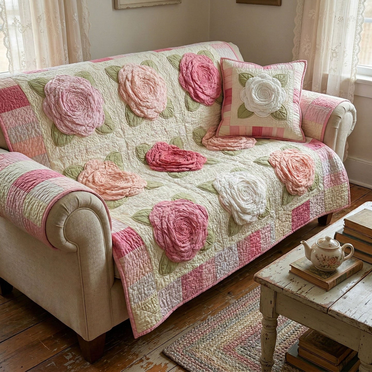 Heirloom Garden Quilted Sofa Cover NCU0NT12396