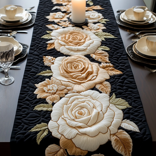 Heirloom Petals Quilted Table Runner NCU0VH4378