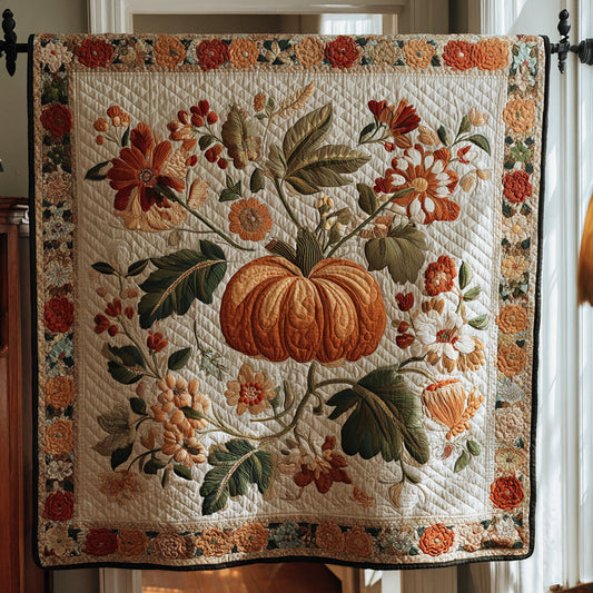 Heirloom Pumpkin Flowers Quilted Blanket NCU0HH087
