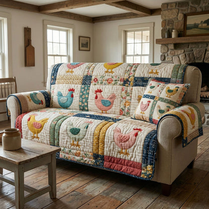 Heirloom Rooster Quilted Sofa Cover NCU0NT12385