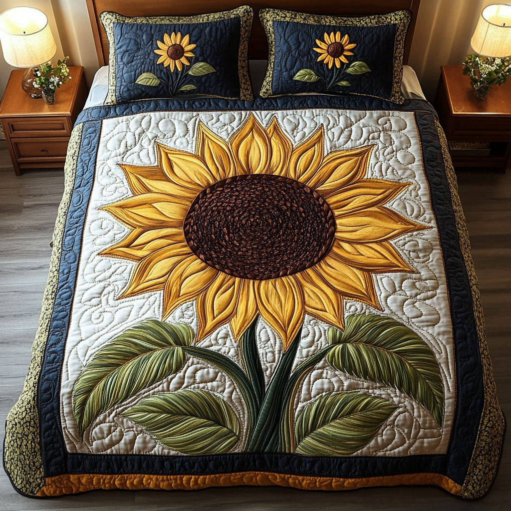 Helianthus Dream 3-Piece Quilted Bedding Set NCU0NT2807