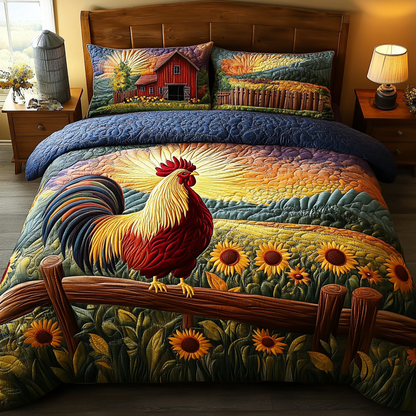 Hen Haven 3-Piece Quilted Bedding Set NCU0DK7157