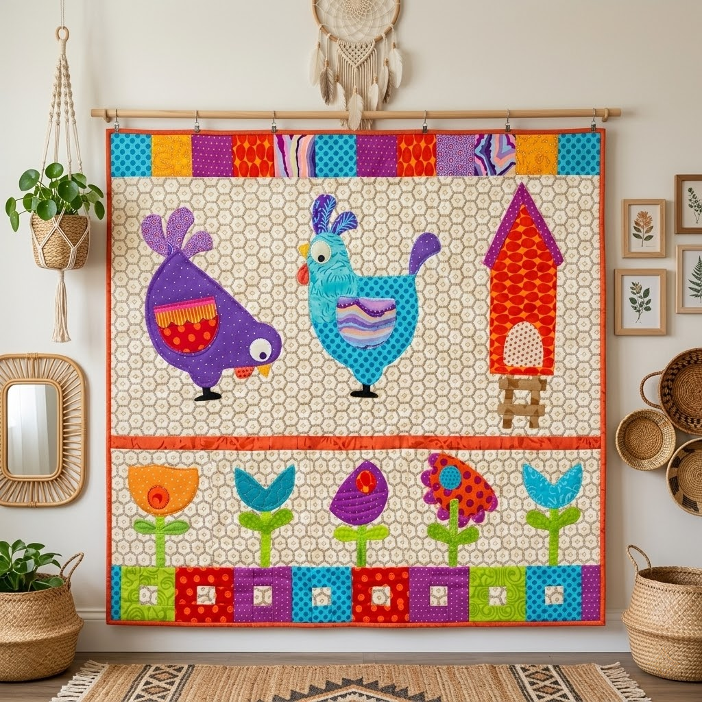 Hen Haven Quilted Blanket NCU0VL3421