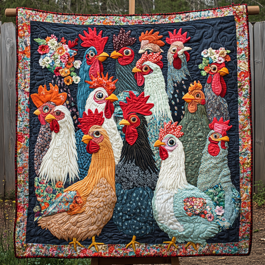 Hen Parade Quilted Blanket NCU0VH5548
