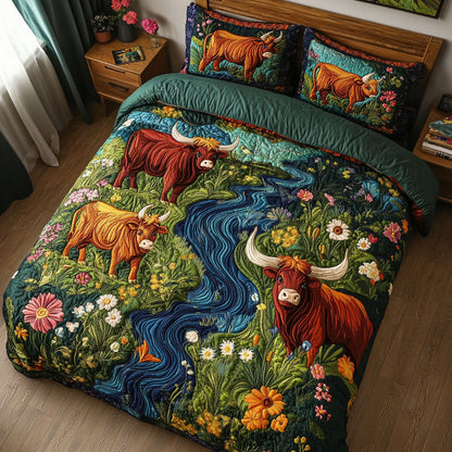 Herd in Bloom 3-Piece Quilted Bedding Set NCU0PT5727