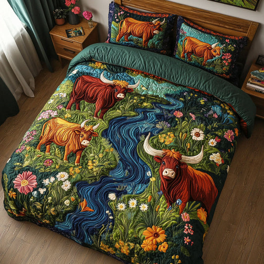 Herd in Bloom 3-Piece Quilted Bedding Set NCU0PT5727