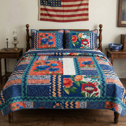 Heritage Bloom 3-Piece Quilted Bedding Set NCU0NT12364