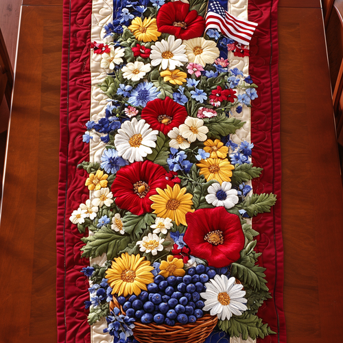 Heritage Bloom Quilted Table Runner NCU0VH5925